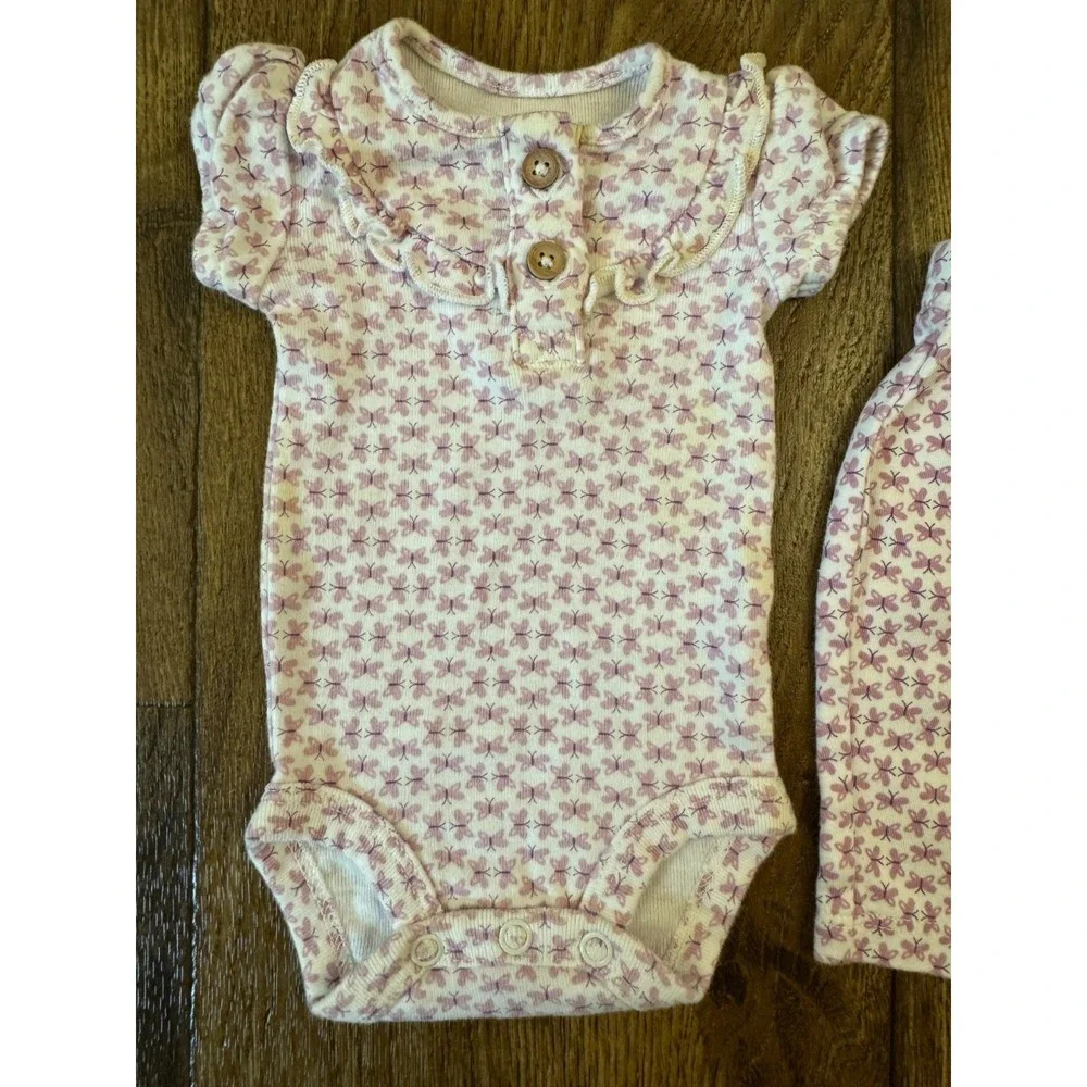 Child of Mine Baby Girl Preemie‎ Purple Butterfly Outfit Bodysuit Pants Clothes